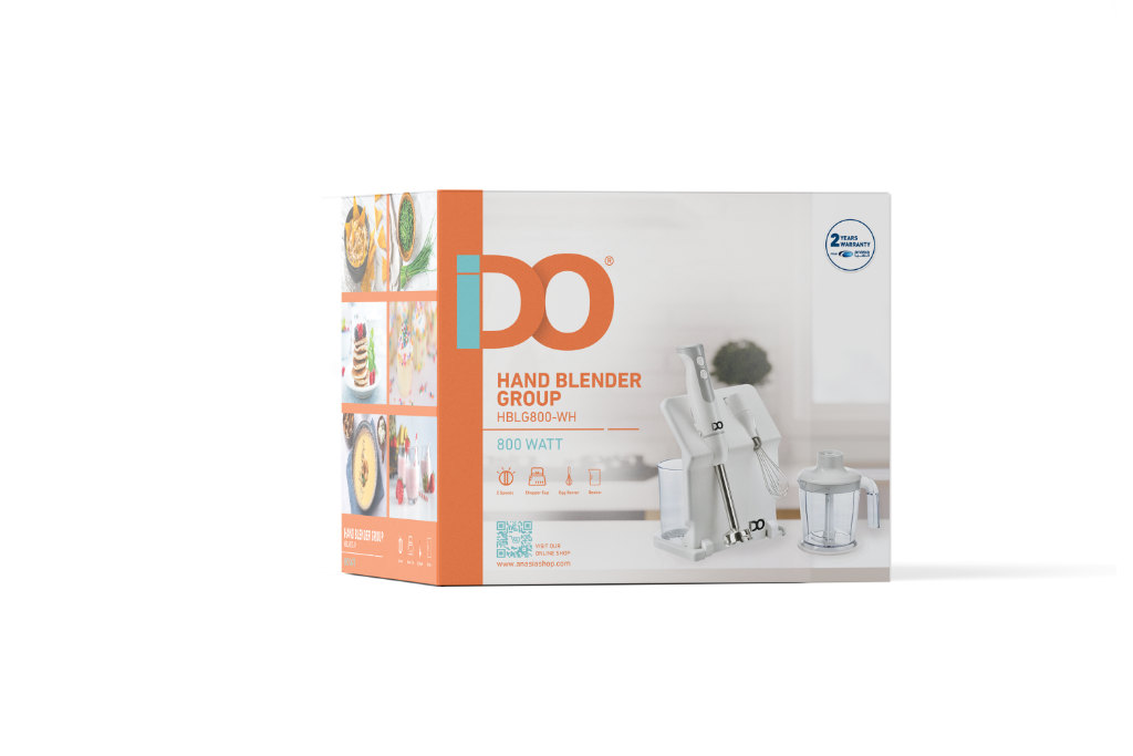 خلاط يدوي ايدو، 800 وات، كبة، استاند، أبيض - HBLG800-WH - 3