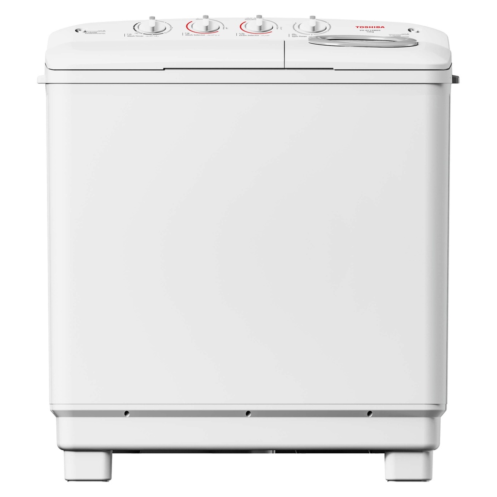 Toshiba Miraco VH-Q110MEG 10kg twin-tub washer — front view / غسالة توشيبا ميراكو 10 كجم حوضين — منظر أمامي