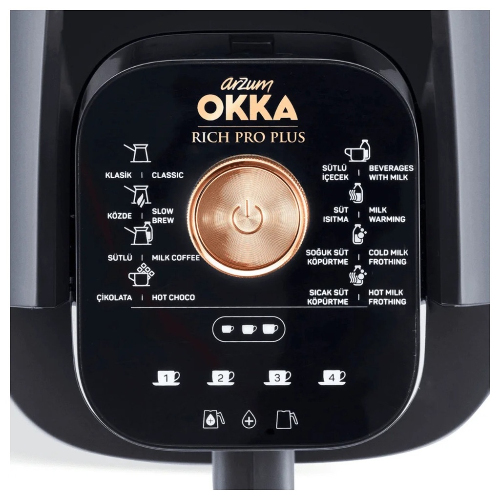 Arzum Okka Rich Pro Plus OK0038-0400 — control panel, 8 brewing modes | multi-beverage