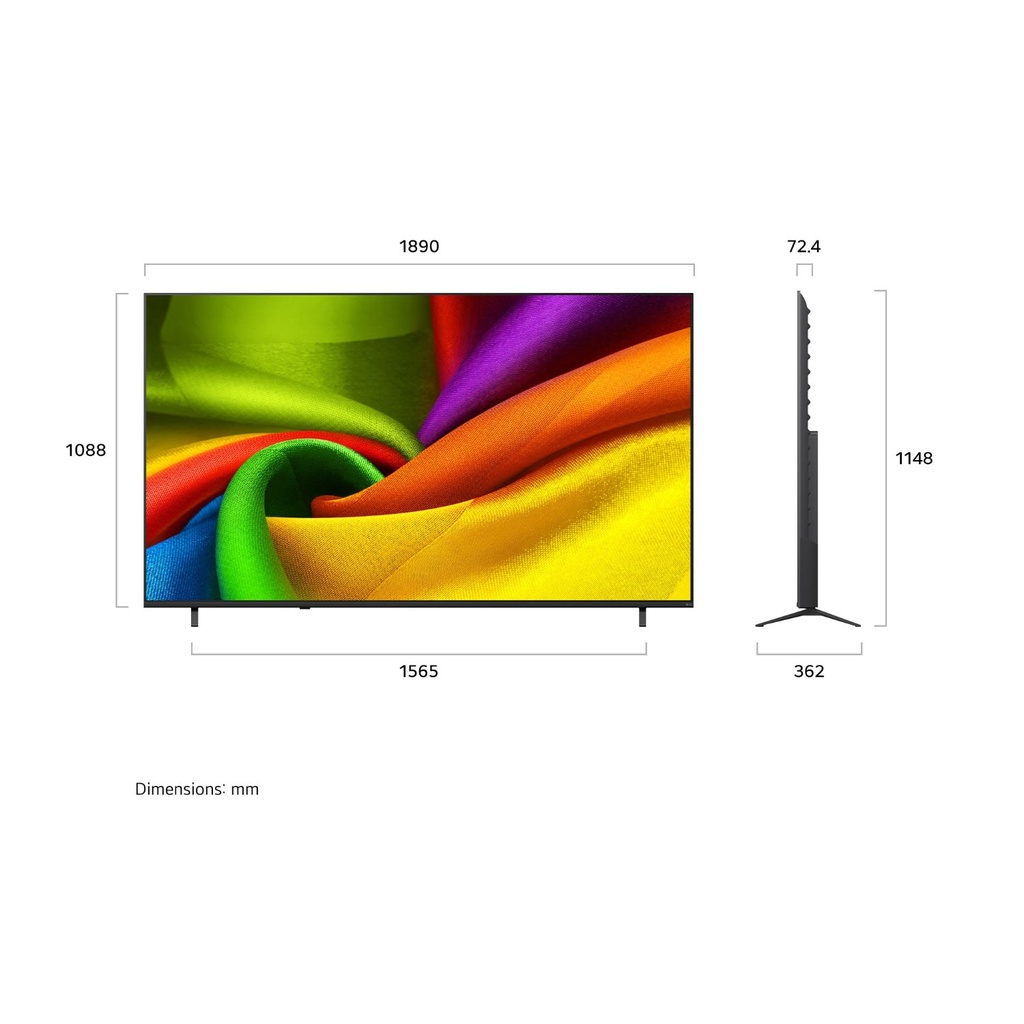 LG 85NU840B6LA Nano 4K UHD AI TV — dimensions | 1890 × 1148 × 362 mm