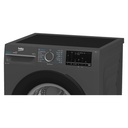 Beko WFST107XA washing machine — top and rear angled view | 10 kg, 1400 RPM, Dark Grey — غسالة بيكو WFST107XA — منظر مائل من أعلى والخلف | 10 كيلو، 1400 لفة، رمادي غامق