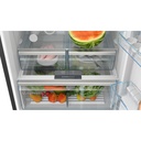 Bosch KGN76CXEE8 refrigerator — fridge shelves loaded with fresh food | 526 L, No Frost, Black Steel — ثلاجة بوش KGN76CXEE8 — أرفف الثلاجة مليانة أكل طازج | 526 لتر، نو فروست، بلاك ستيل