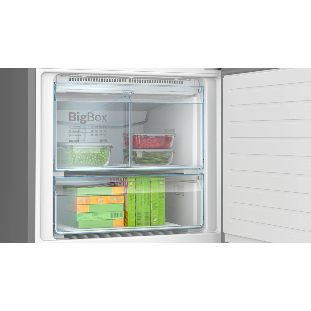 Bosch KGN76CXEE8 refrigerator — bigbox freezer drawers | 526 L, No Frost, Black Steel — ثلاجة بوش KGN76CXEE8 — أدراج الفريزر bigbox | 526 لتر، نو فروست، بلاك ستيل