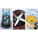 Bosch MMB6172B blender — blade, jug and fruit detail | 1200 W, 1.5 L, Black — خلاط بوش MMB6172B — تفاصيل الشفرة والدورق والفاكهة | 1200 وات، 1.5 لتر، أسود