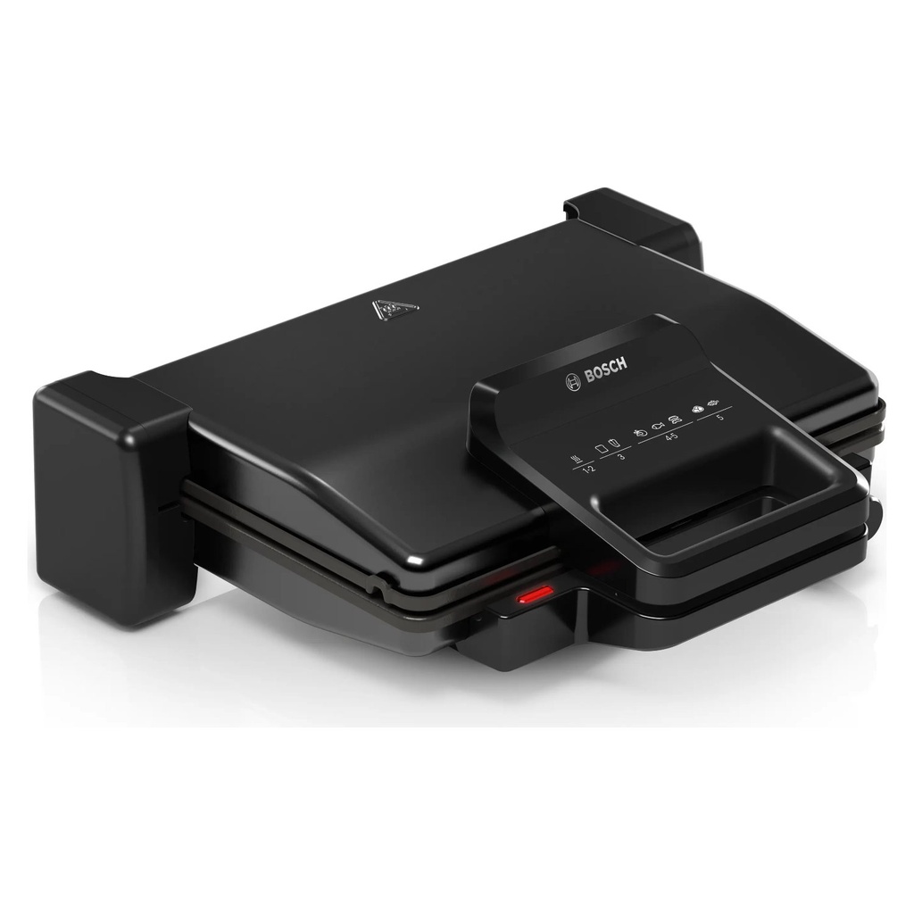 Bosch TCG3323 contact grill — closed grill, front view | 2000 W, 310 × 220 mm, Black — شواية بوش TCG3323 — الشواية مقفولة من الأمام | 2000 وات، 310 × 220 مم، أسود