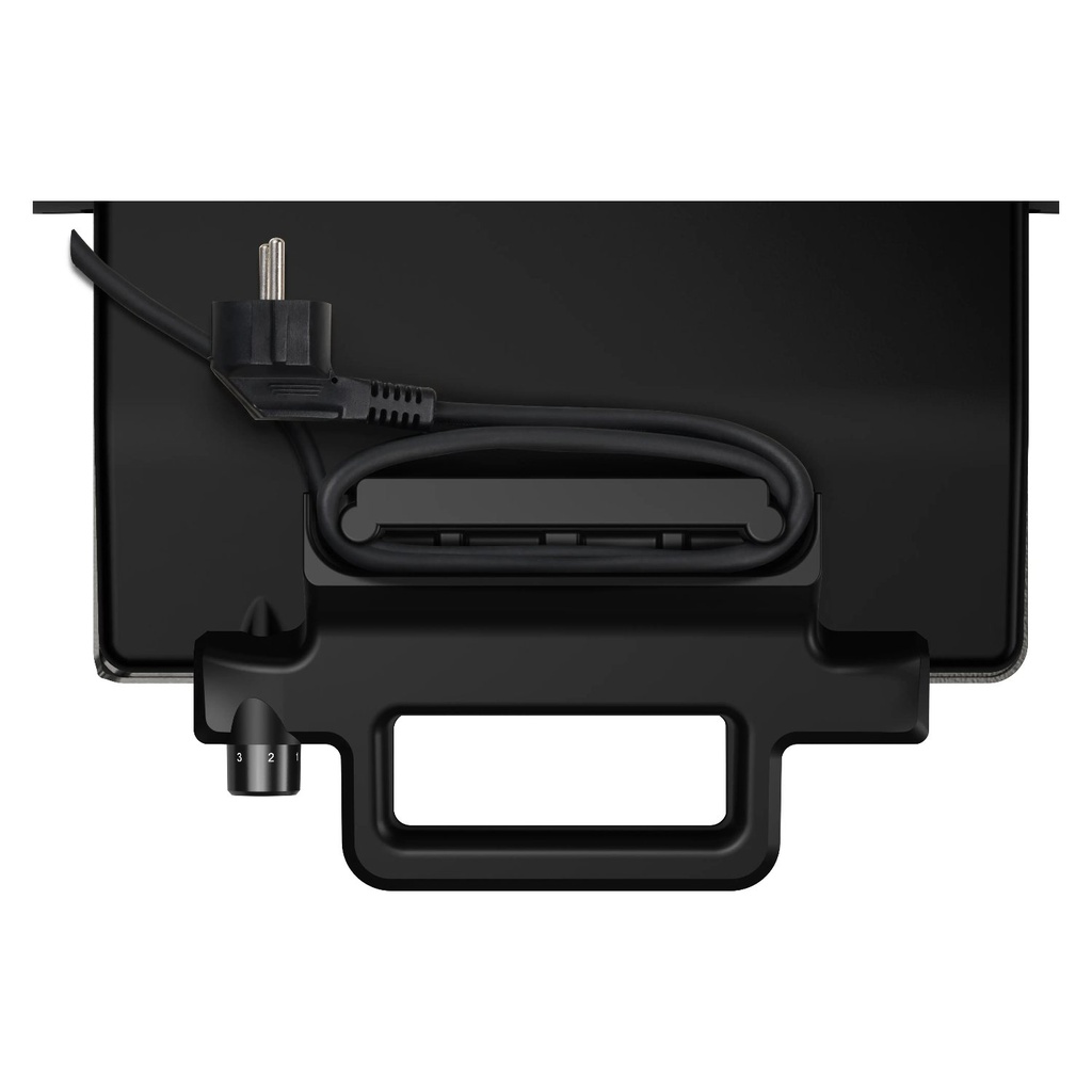 Bosch TCG3323 contact grill — cord storage on the underside | 2000 W, 310 × 220 mm, Black — شواية بوش TCG3323 — مكان لف السلك من أسفل | 2000 وات، 310 × 220 مم، أسود