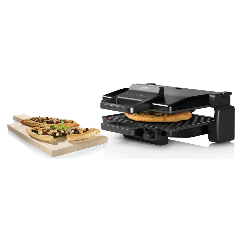 Bosch TCG3323 contact grill — grilling with a serving board | 2000 W, 310 × 220 mm, Black — شواية بوش TCG3323 — الشوي مع لوح تقديم | 2000 وات، 310 × 220 مم، أسود