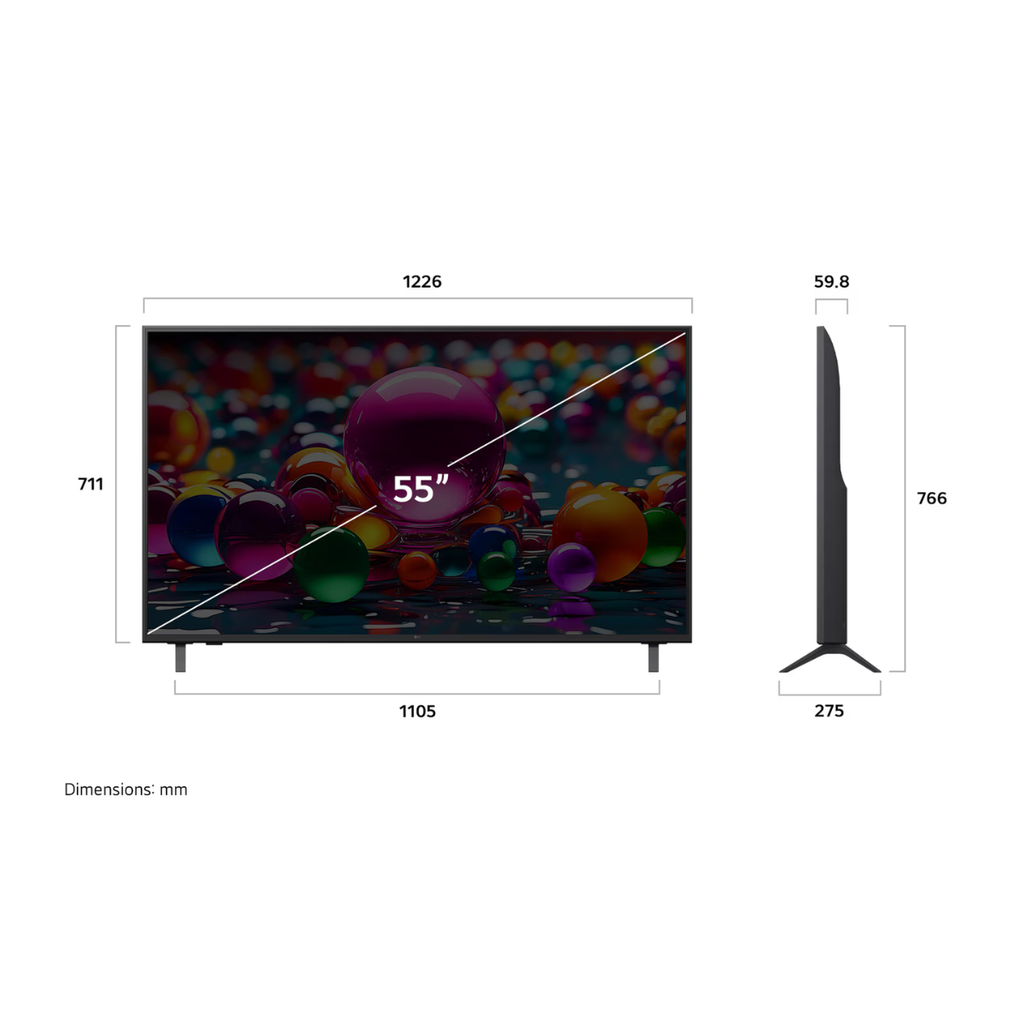 شاشة ال جي، 55 بوصة، ماجيك ريموت، ذكاء اصطناعي، فريمليس، موديل 2025، 4K، سمارت، ريسيفر داخلي - 55UA85006LA 4
