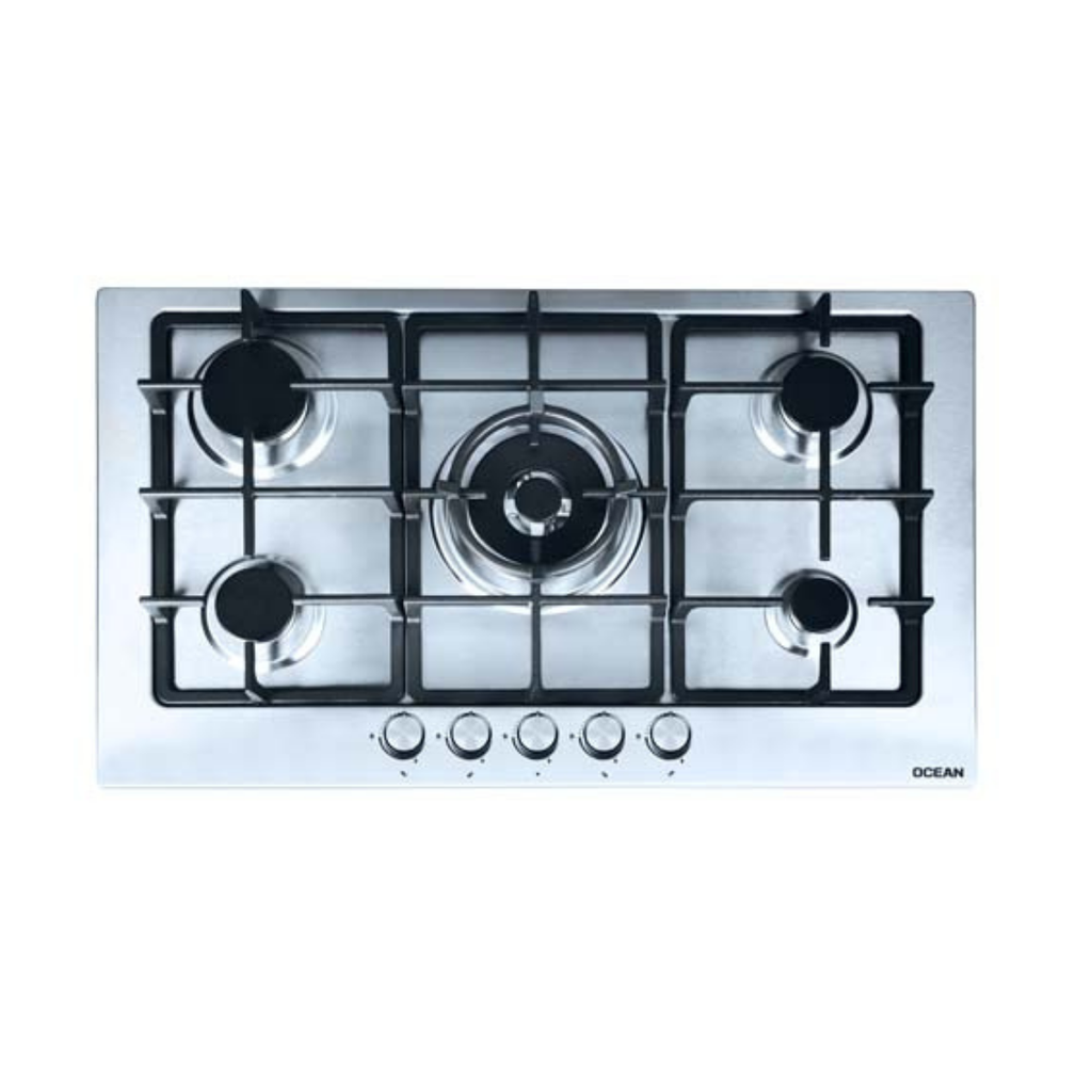 بوتاجاز مسطح بلت ان اوشن، 90 × 60 سم، 5 شعلة، غاز، أمان كامل، استانلس استيل - OHGFR95IPROSVC 2