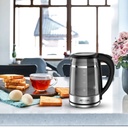 غلاية مياه ارشيا، زجاج، 1.7 لتر، 2000 وات، أسود × سيلفر - GK116-2961 2