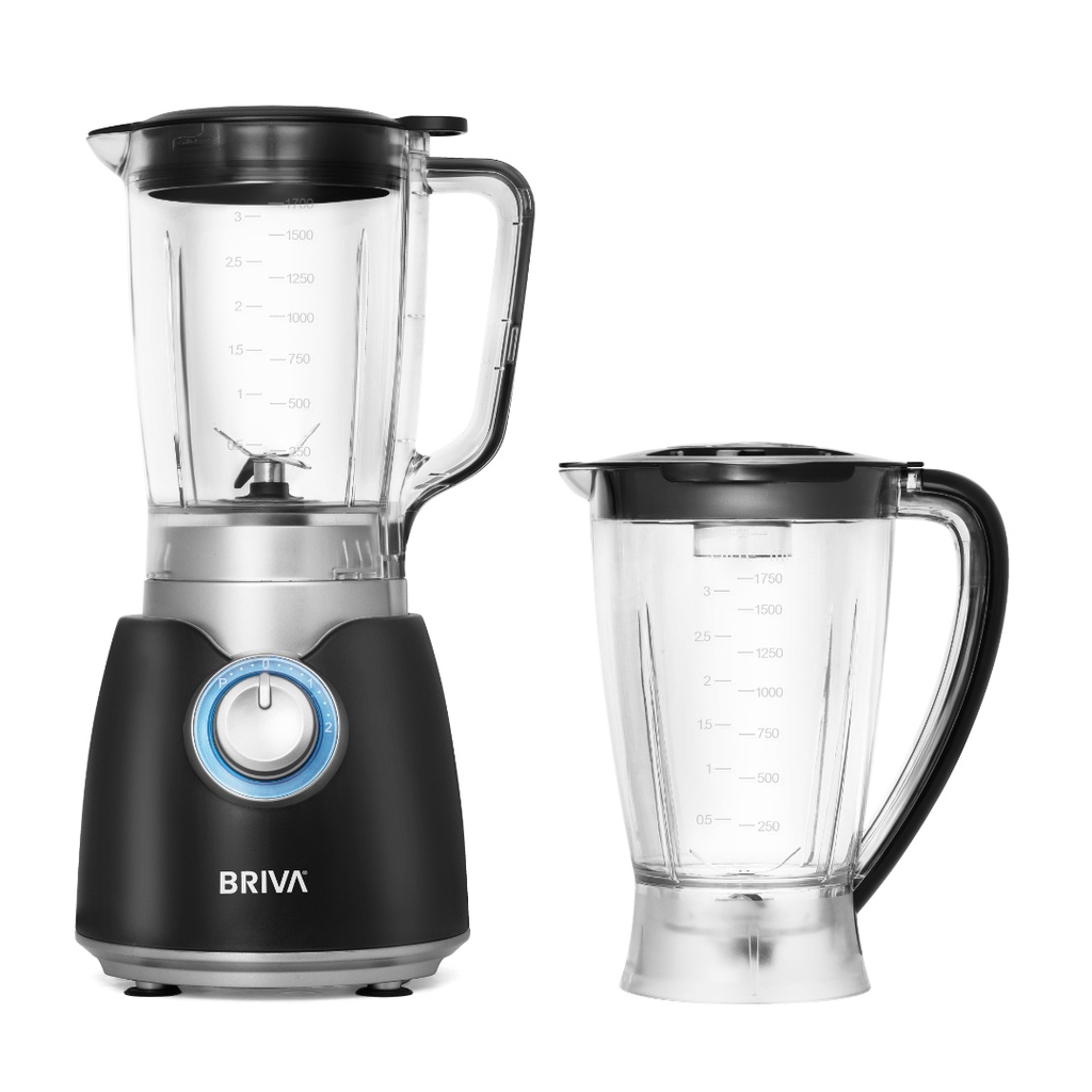 خلاط كهربائي بريفا، 800 وات، 2 وعاء 1.7 لتر، مطحنة، أسود - B800-BH138 5