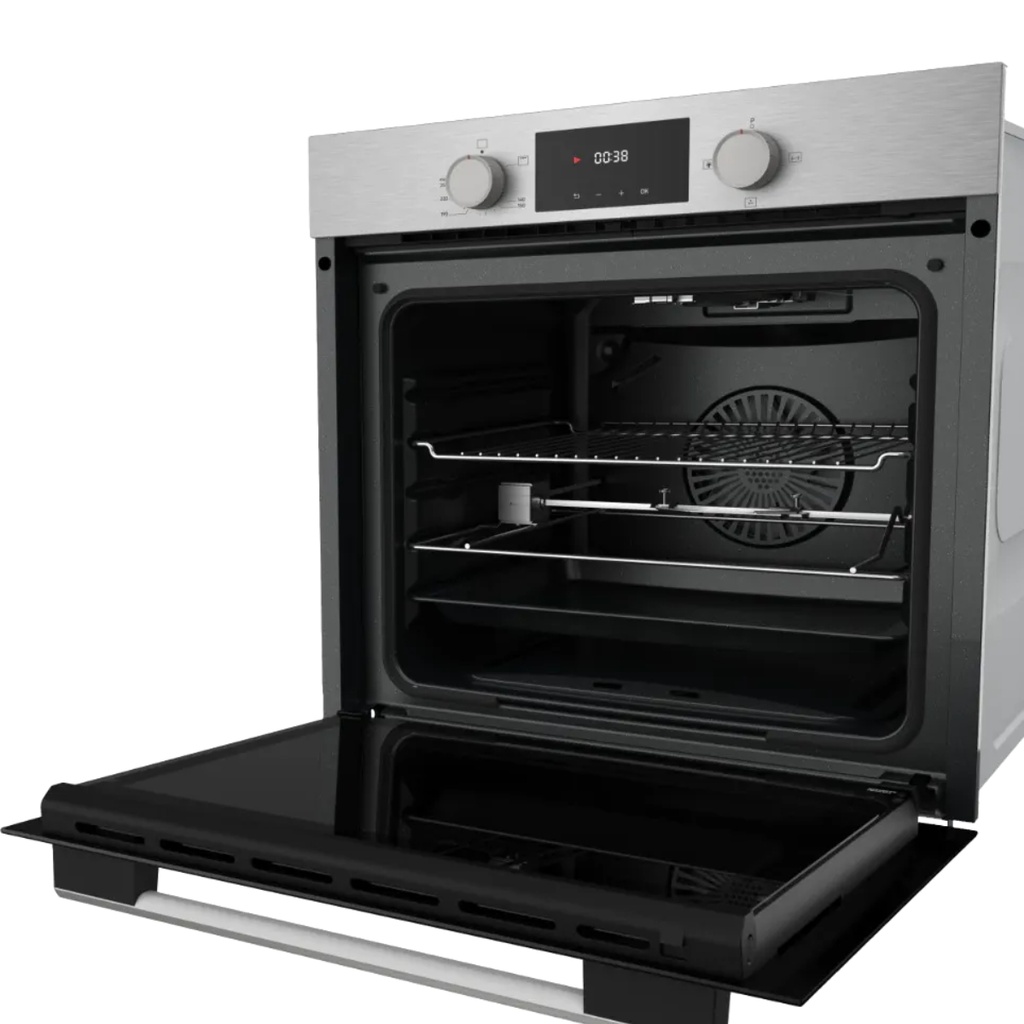 فرن بلت ان تيفا، غاز بالكامل، 60 سم، 82 لتر، ديجيتال، استانلس × أسود - QGSTL INOX DT - 3