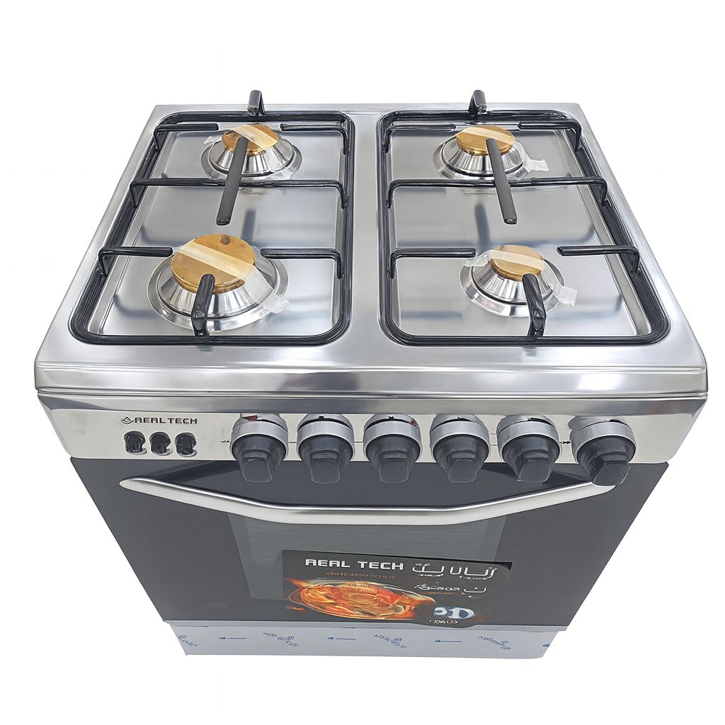بوتاجاز ريال تك، 60 × 60 سم، 4 شعلة، شعلات نحاس، استانلس استيل، نيو شيف - R6060SS-PC01-No-NCh - 3