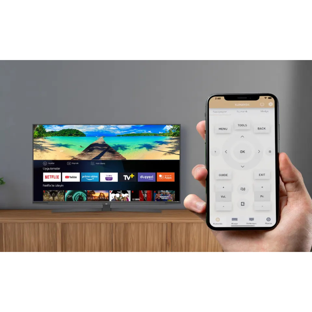 شاشة تليفزيون بيكو، 50 بوصة، بدون فريم، 4K، سمارت، ريسيفر داخلي - B50M D 895 A - 12