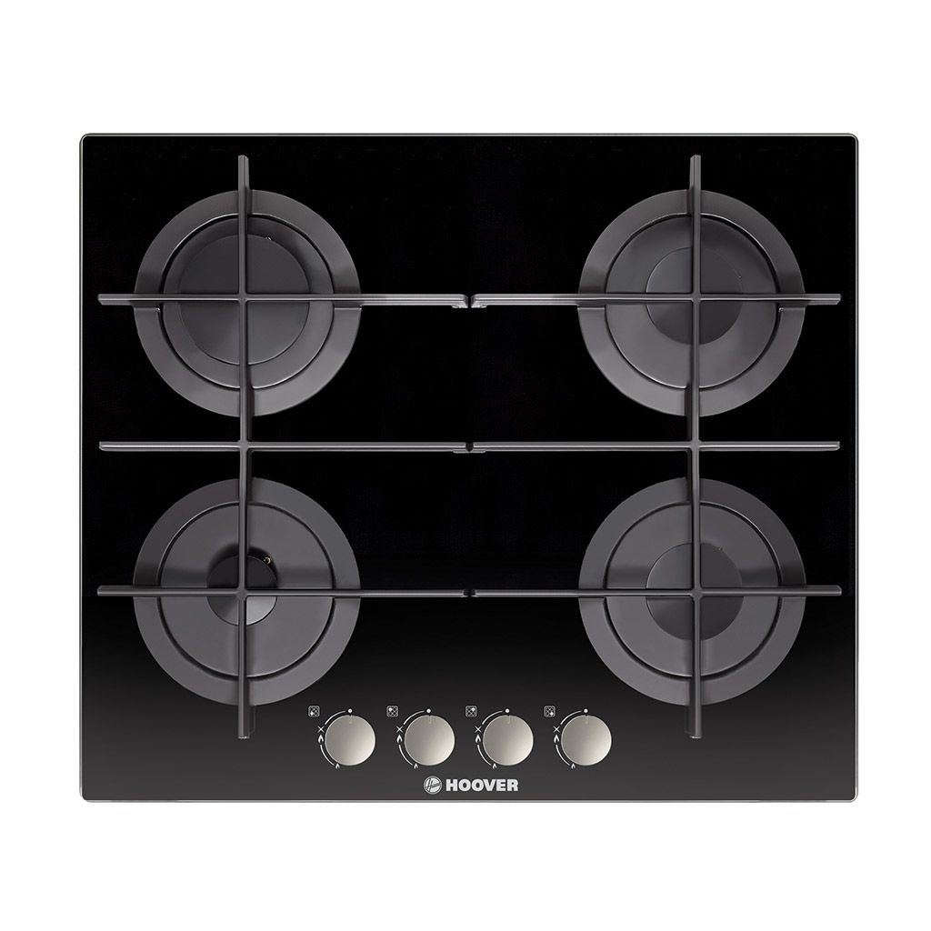 Built-in Gas Hob Hoover, 60 × 60 cm, 4 Burners, Black Glass - HGV64SMTCGB