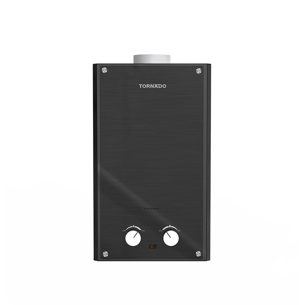 Gas Water Heater Tornado, 10L, Natural Gas, Multi-Power, Black Glass - GHE-10MP-GB