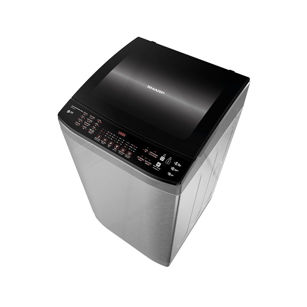 Automatic Washing Machine Sharp, Top Load, 13kg, Inverter, Pump, Stainless Steel - ES-TD13GSSP