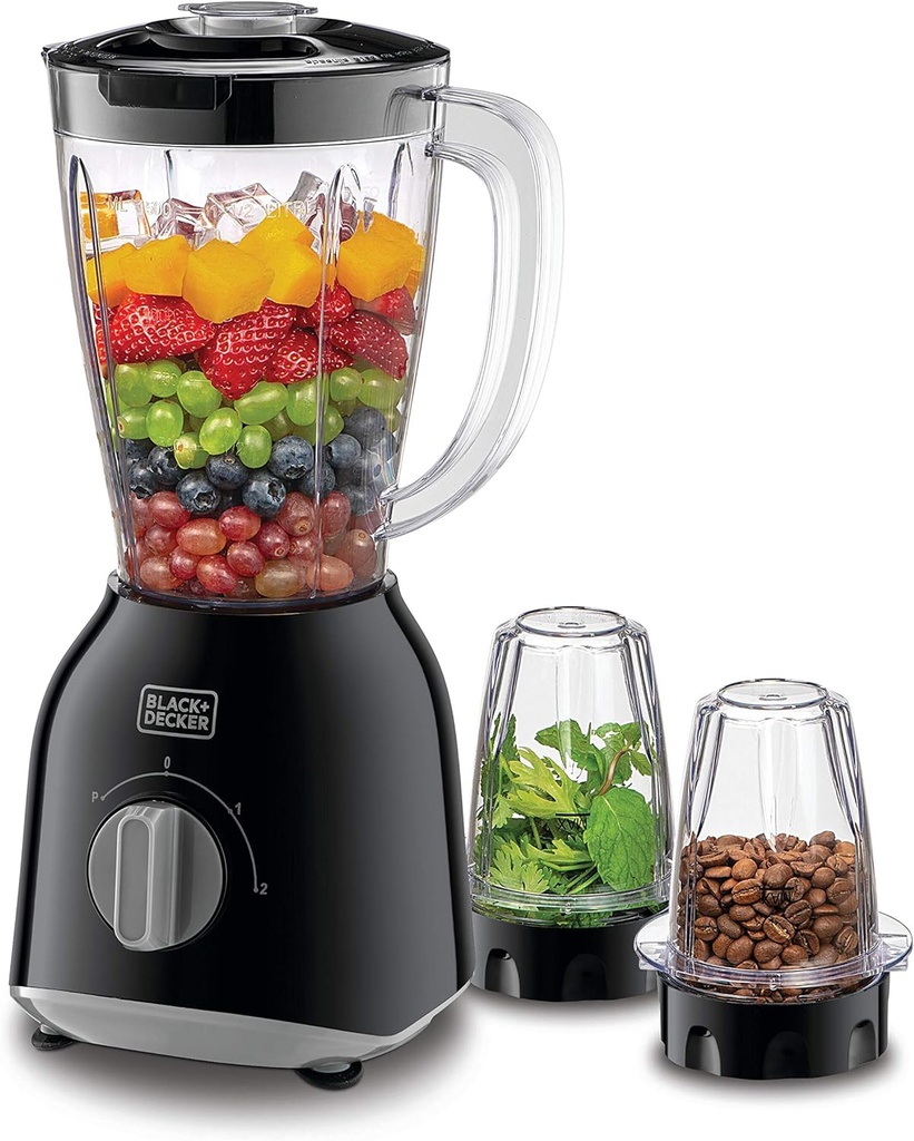 Electric Blender Black & Decker, 400W, Grinder, with Additional Jar, Black - BX365PR