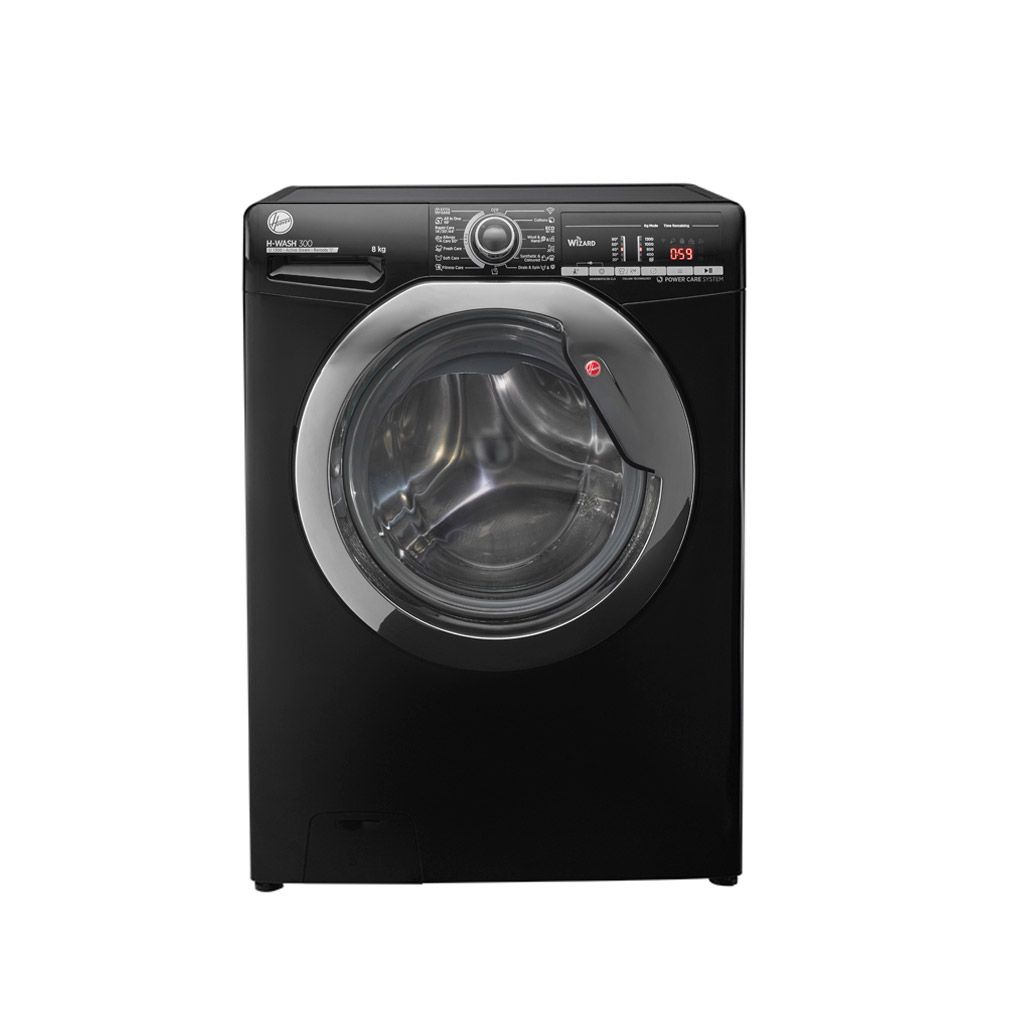 Automatic Washing Machine Hoover, Front Load, 8kg, 1300rpm, Digital, Steam, Black - H3WS383TAC3B-ELA