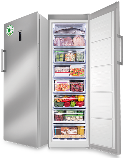 Upright Freezer Ocean, 308L, 8 Drawers, No Frost, Digital, Stainless Steel - OVFNFH398DXA