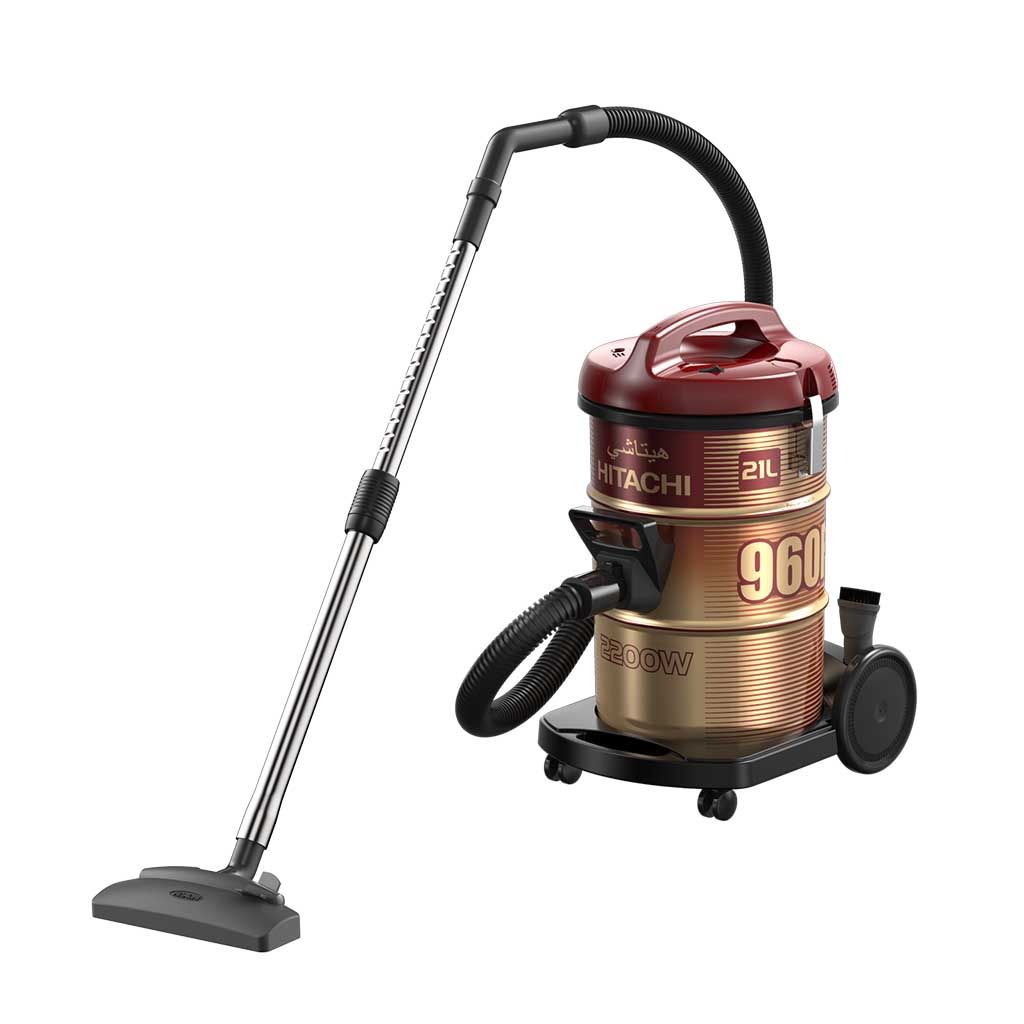 Drum Vacuum Cleaner Hitachi, 2200W, Cloth Filter, Black × Gold - CV-960F