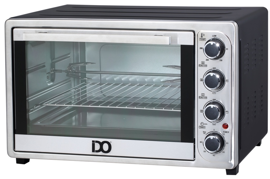 Electric Oven IDO, 50L, 2000W, Grill, Double Glass Door, Silver × Black - TO50DG-SV