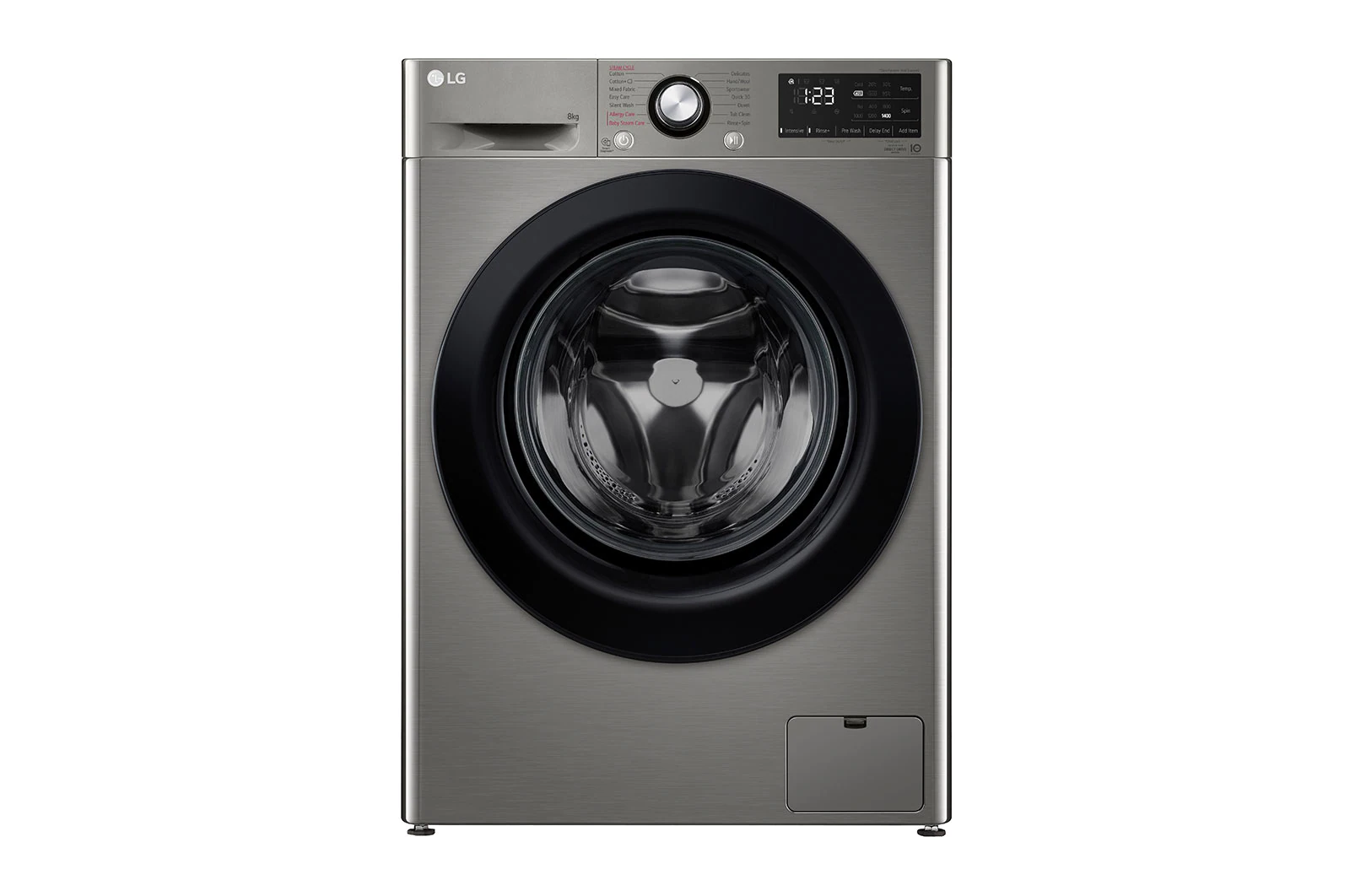 Automatic Washing Machine LG, Front Load, 8kg, Vivachi, 1400rpm, Digital, Inverter, Silver - F4R3TYG6P