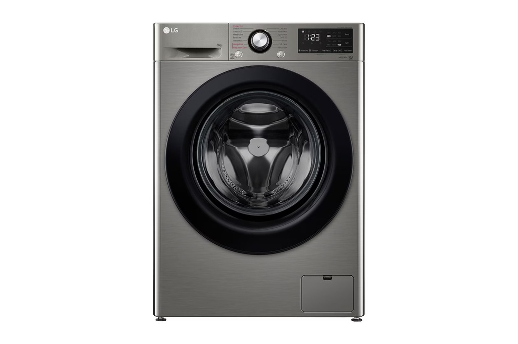 Automatic Washing Machine LG, Front Load, 9kg, Vivaci, 1400rpm, Digital, Inverter, Silver - F4R3VYG6P