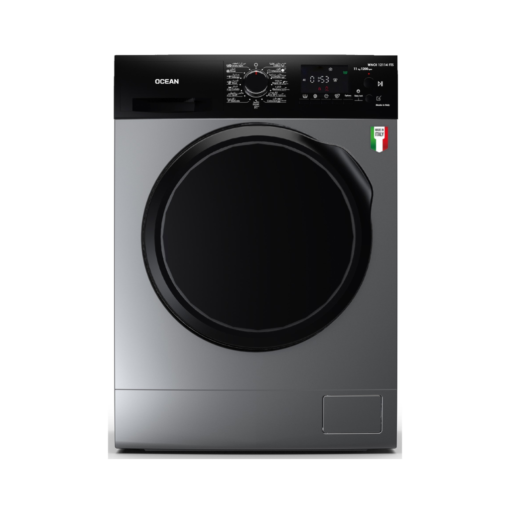 Automatic Washing Machine Ocean, Front Load, 11kg, Italian, 1200rpm, Digital, Silver - WNOI12114FTS