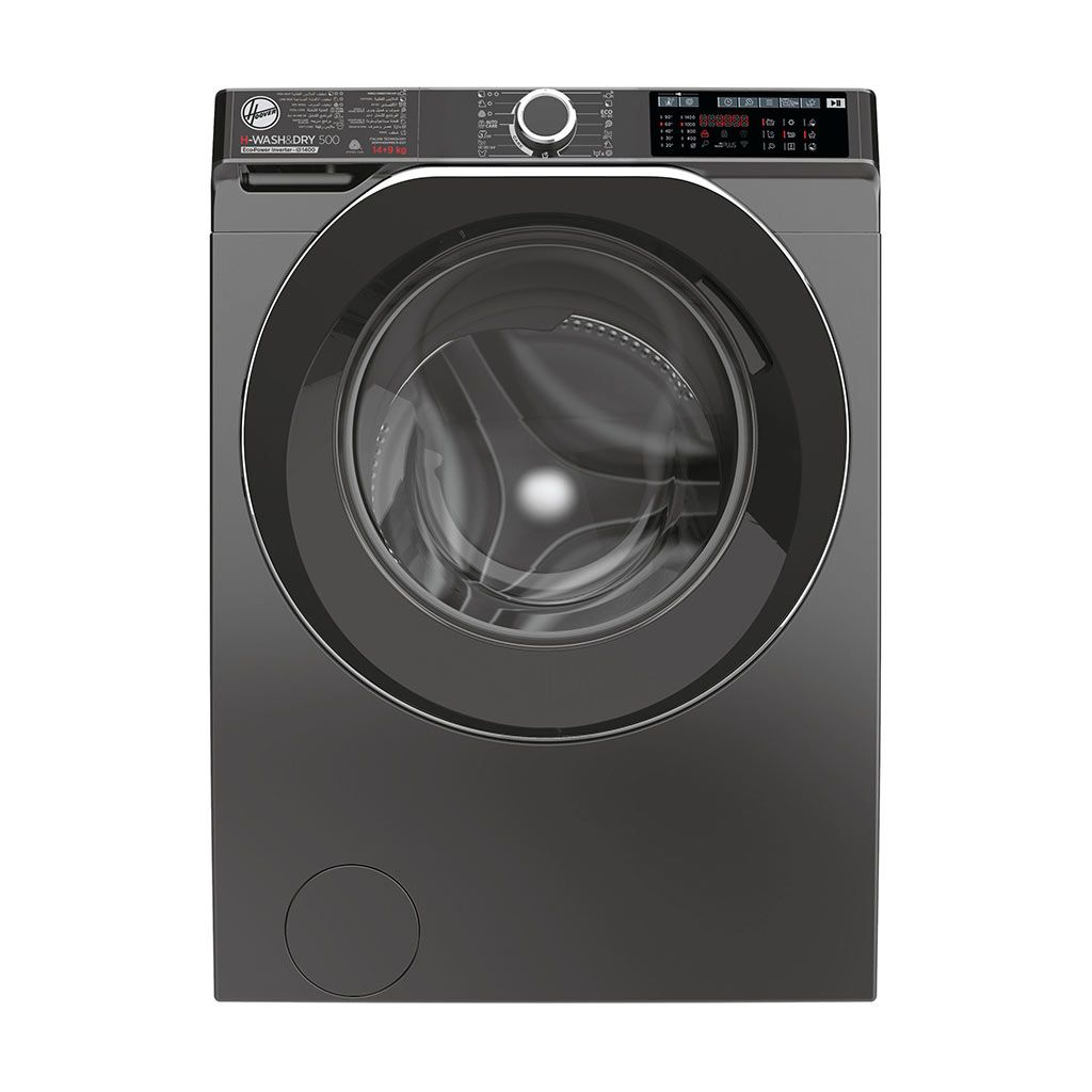 Automatic Washing Machine Hoover, Front Load, 14kg, 9kg Dryer, 1400rpm, Digital, Inverter, Silver - HDP4149AMBCR-EGY