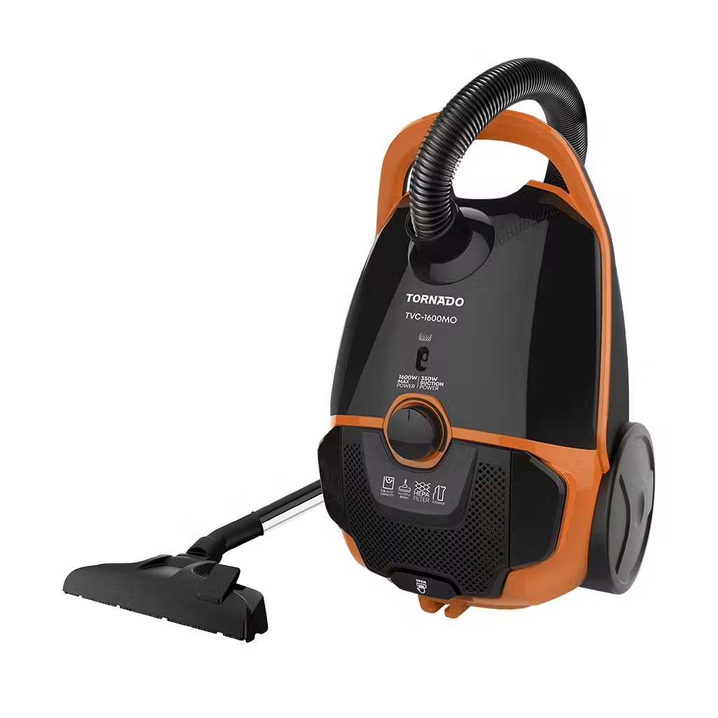 Bagged Vacuum Cleaner Tornado, 1600W, HEPA Filter, Black × Orange - TVC-1600MO