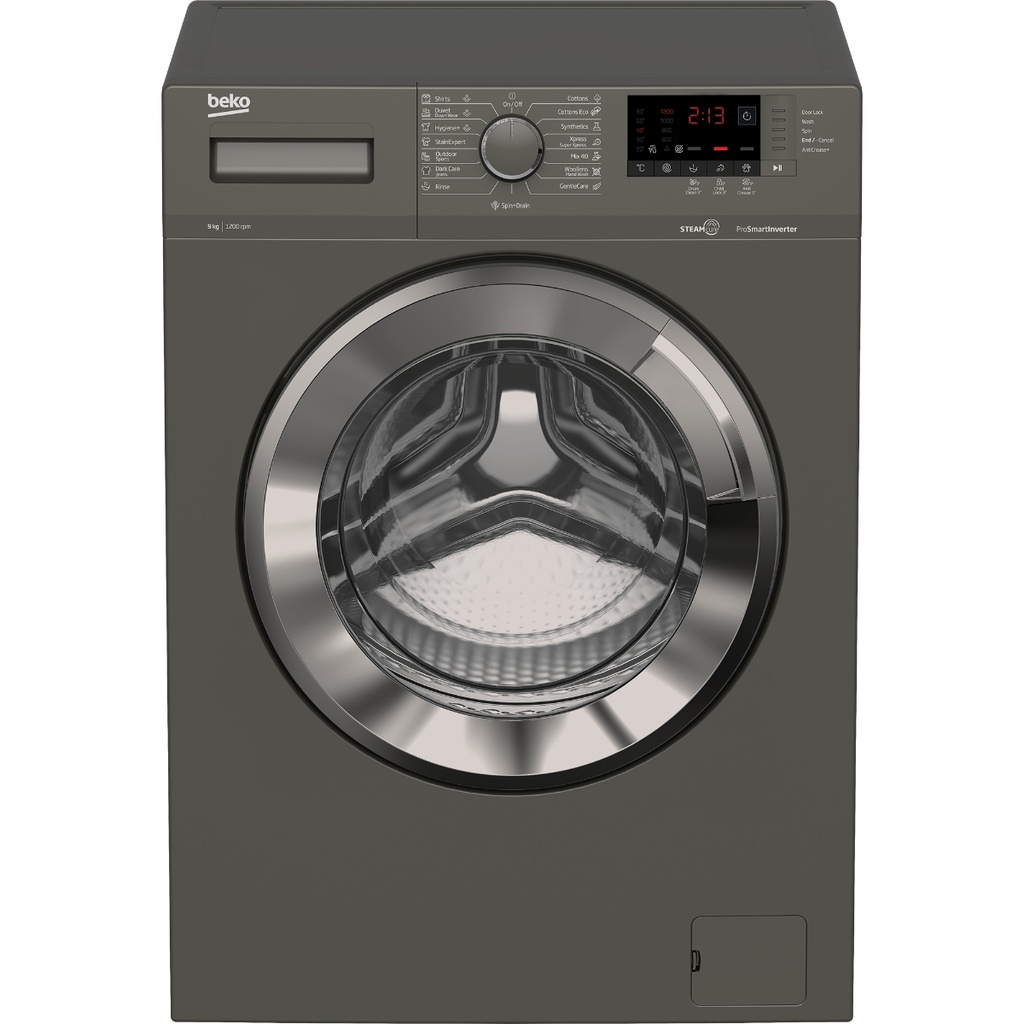 Automatic Washing Machine Beko, Front Load, 9kg, 1200 rpm, Digital, Inverter, Gray - WTX91232XMCI2