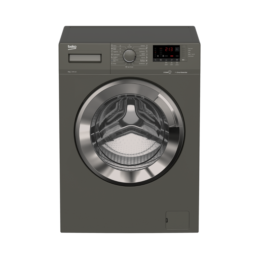 Automatic Washing Machine Beko, Front Load, 8kg, 1200rpm, Digital, Inverter, Gray - WTV 8612 XMCI2