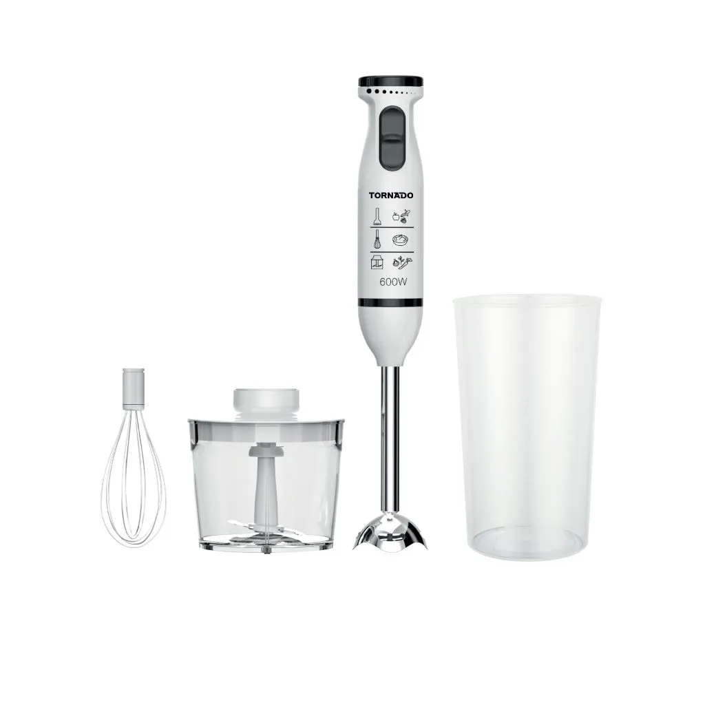 Hand Blender Tornado, 600W, Chopper, Whisk, White - HB-600GWT