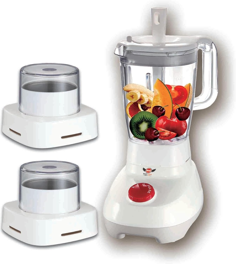 Electric Blender Black Stone, 600W, 2L, 2 Grinder, White - BR-600