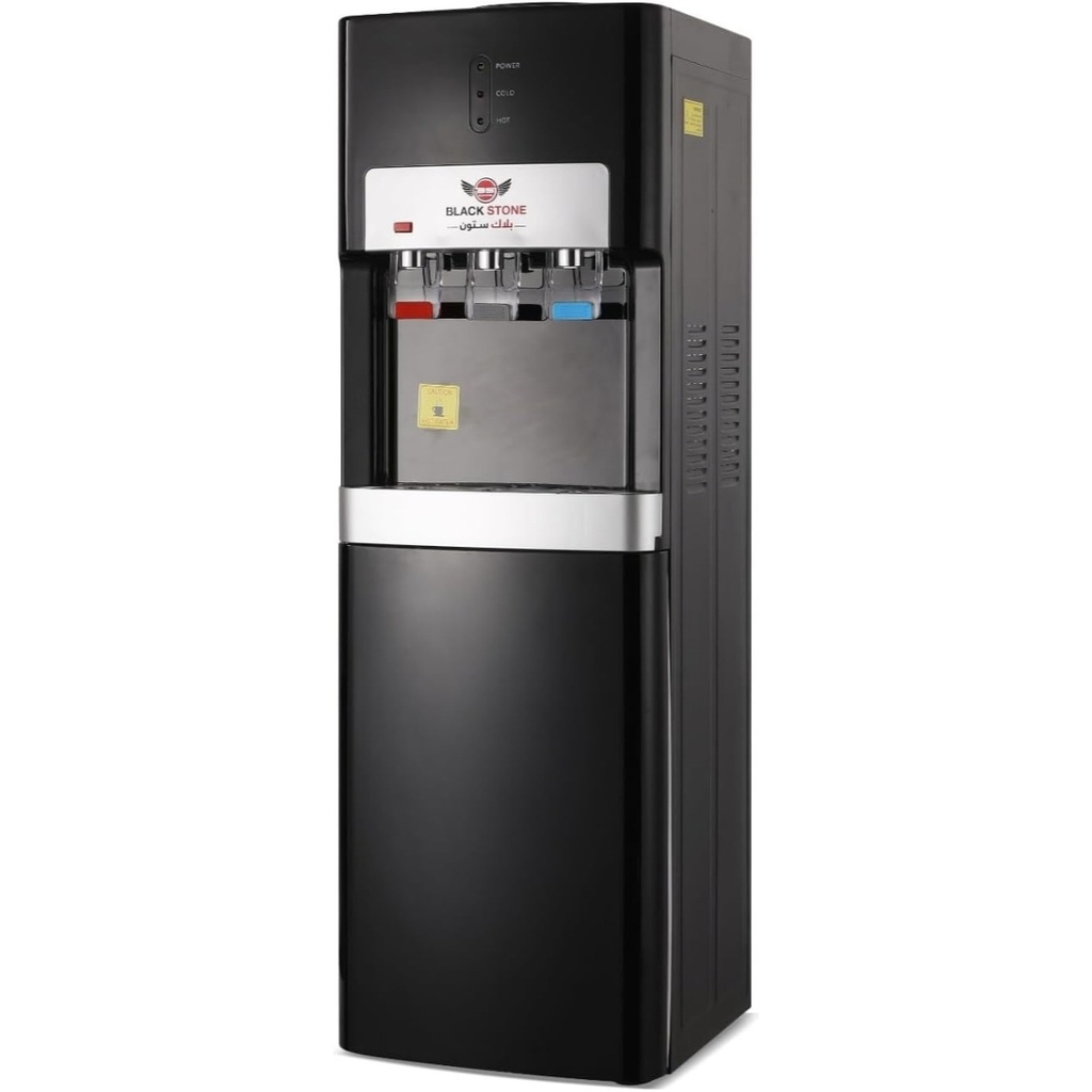 Water Dispenser Black Stone, Hot & Cold & Warm, 3 Taps, with Cabinet, Top Loading, Black - Classic