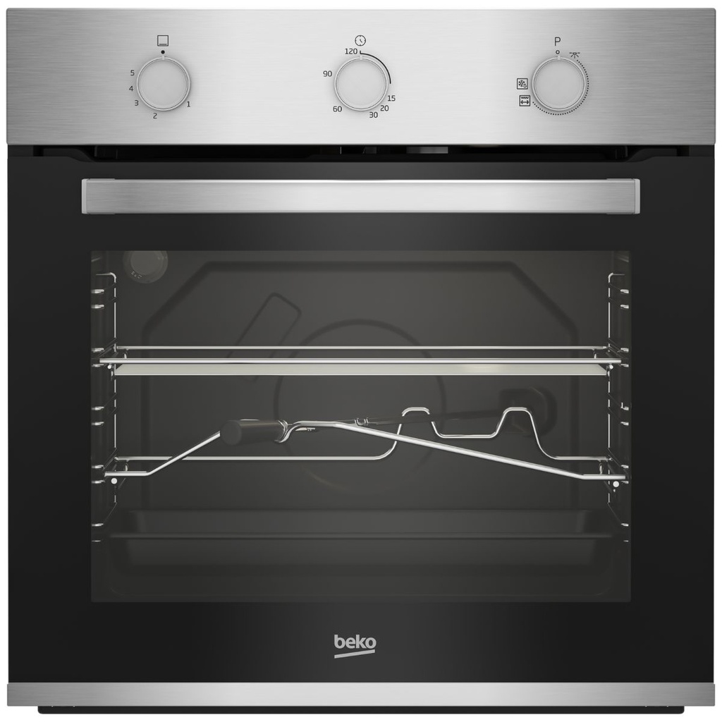 Built-in Oven Beko, 60cm, Full Gas, 66L, Electric Grill, Dual Fan, Stainless Steel - BBIH12100XC