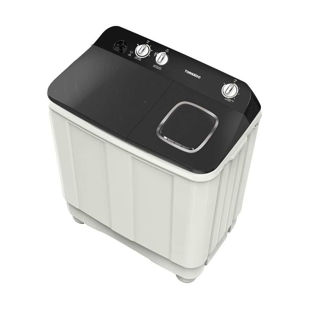 Half Automatic Washing Machine Tornado, 12kg, White × Black - TMH-HS12C(WK)
