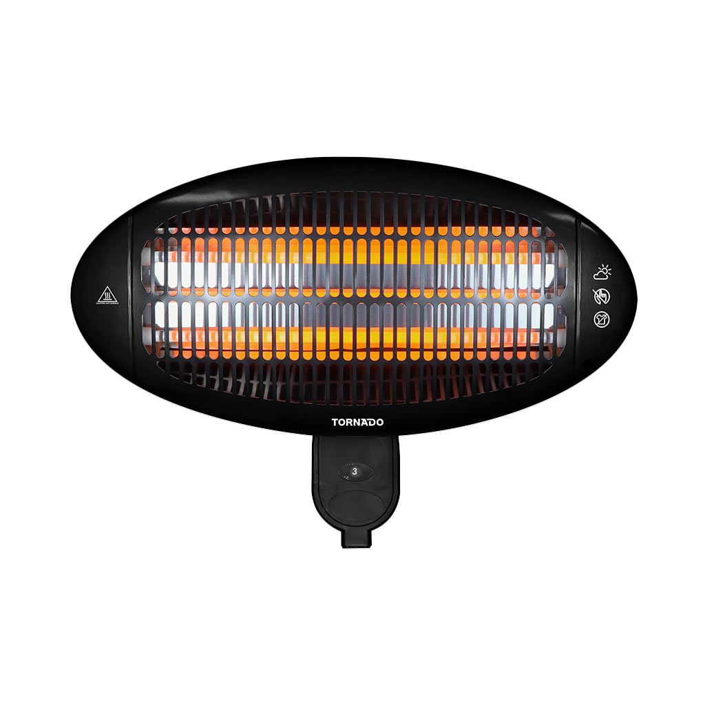 Halogen Electric Heater Tornado, 2000W, Wall-mounted, Black - THH-2000W