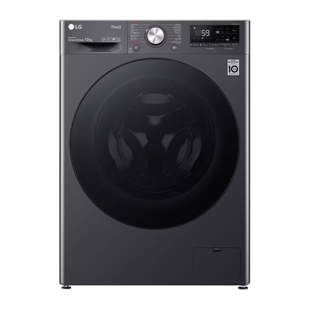 Automatic Washing Machine LG, Front Load, 10kg, Vivachi, 1400rpm, Digital, Inverter, Black - F4Y3RYGYJV
