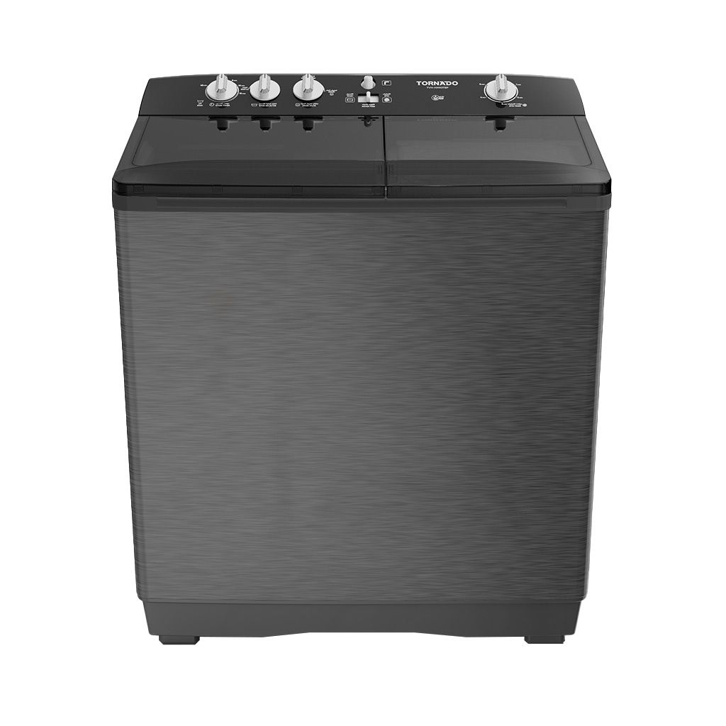 Half Automatic Washing Machine Tornado, 7kg, Metal Body, Silver × Black - TVH-HM07T(SK)