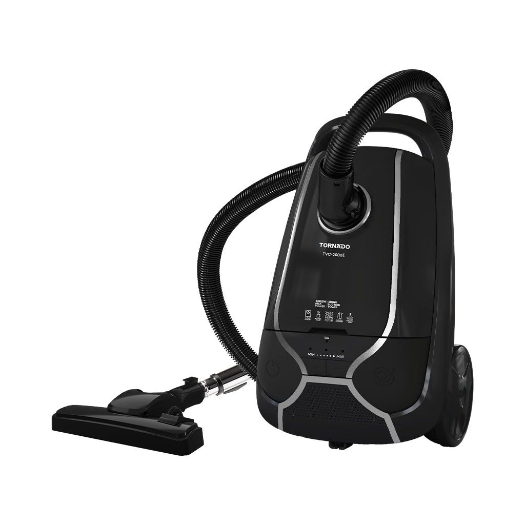 Bagged Vacuum Cleaner Tornado, 2000W, HEPA Filter, Black - TVC-2000EB