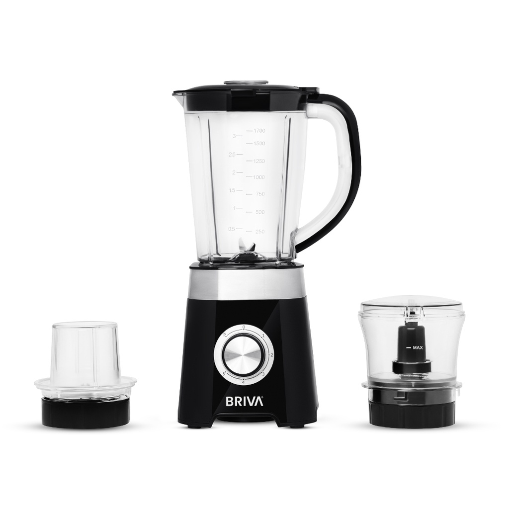 ‫خلاط كهربائي بريفا، 500 وات، 1.5 لتر، مطحنة، كبة، أسود - B500-BH206‬