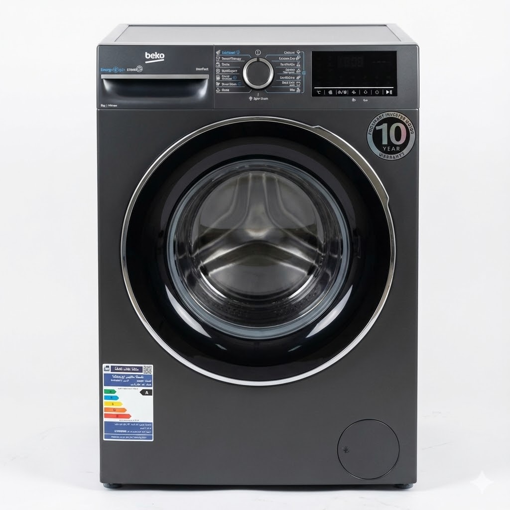 Automatic Washing Machine Beko, Front Load, 9kg, 1400rpm, Steam, Inverter, Digital, Dark Gray - WFST97XA