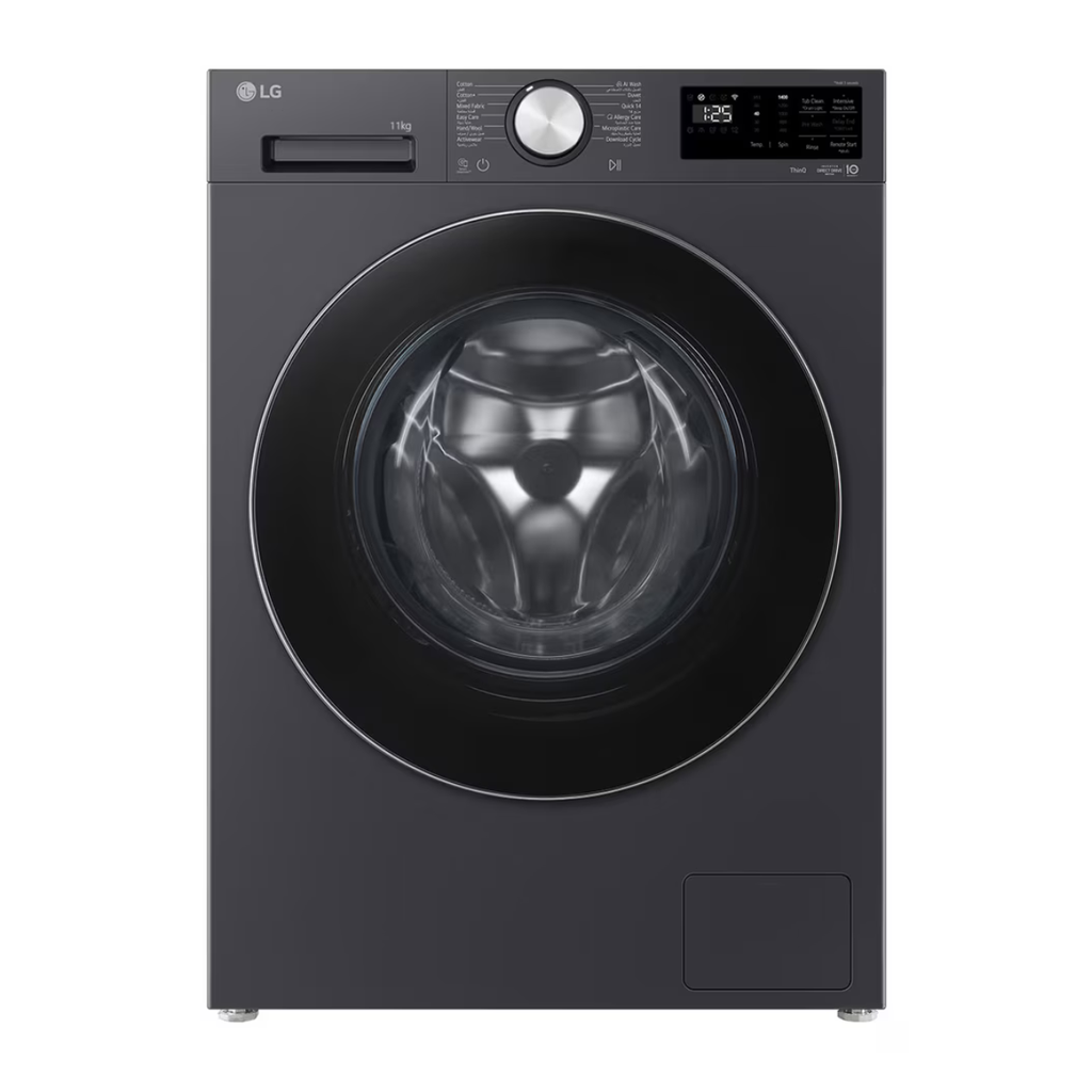 Automatic Washing Machine LG, Front Load, 11kg, 1400rpm, Inverter Direct Drive, Digital, Steam, WiFi, Black - F4X5EYG24