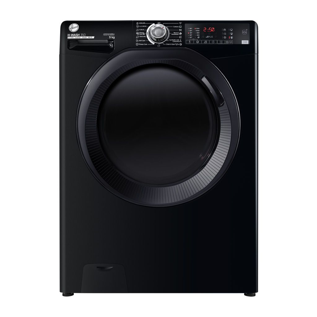 Automatic Washing Machine Hoover, Front Load, 9kg, Inverter, 1200 rpm, Steam, WiFi, Black - H3WPS294TAMBBELA