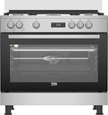Freestanding Gas Cooker Beko, 90×60cm, 5 Burners, 2 Fans, Cast Iron Grates, Digital, Full Safety, Stainless Steel - GGR 15325 FX NS