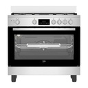 Freestanding Gas Cooker Beko, 90×60cm, 5 Burners, 2 Fans, Cast Iron Grates, Digital, Full Safety, Air Fryer Function, Stainless Steel - BGGR 11225 GXA
