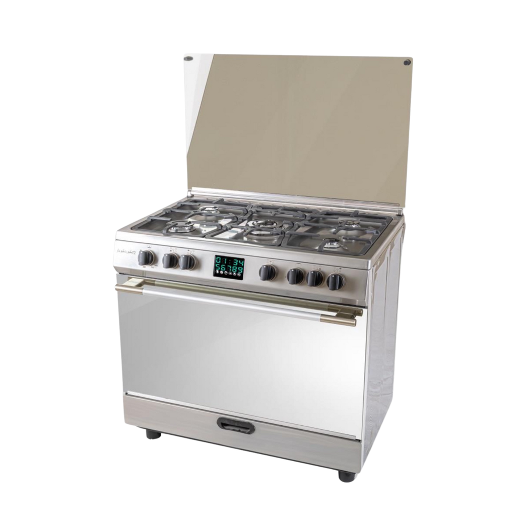 Freestanding Gas Cooker Technogas, 60×90cm, 5 Burners, Full Safety, Fan, Digital, Cast Iron Grates, Stainless Steel - Massa