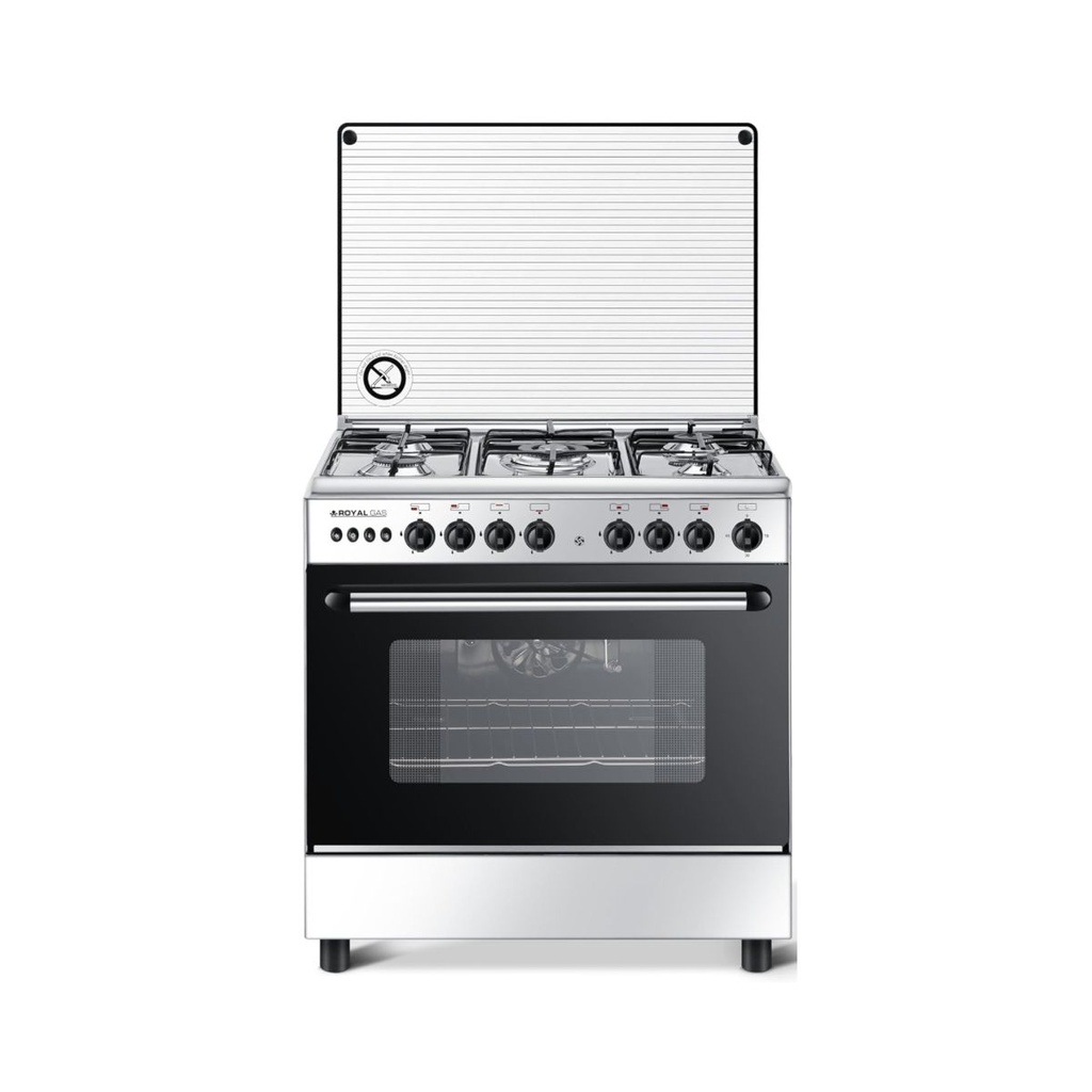 Freestanding Gas Cooker Royal Gaz, 60×80cm, 5 Burners, Fan, Stainless Steel - Speed